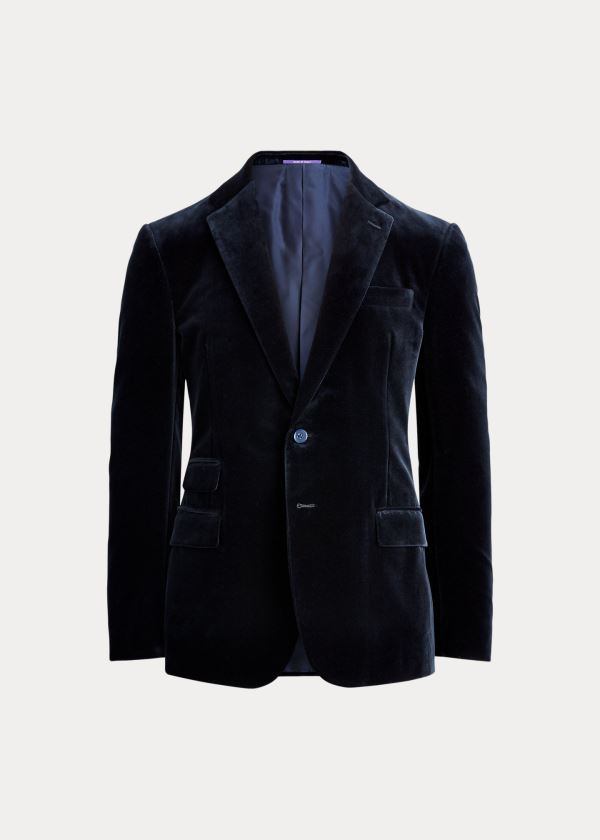 Blezery Ralph Lauren Kent Velvet Dinner Jacket Męskie Ciemny Granatowe | GRSY1729