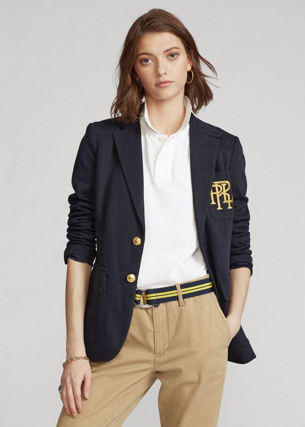 Blezery Ralph Lauren Knit Cotton Blazer Damskie Granatowe | UWTK5555