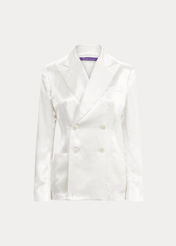 Blezery Ralph Lauren Leslie Charmeuse Jacket Damskie Kremowe | QRGX5546