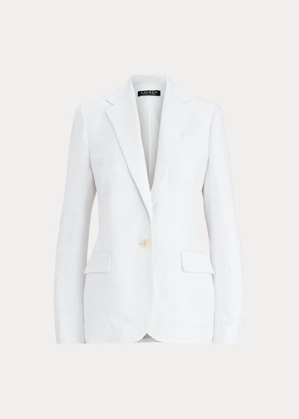 Blezery Ralph Lauren Linen-Blend Blazer Damskie Białe | LTTA0783