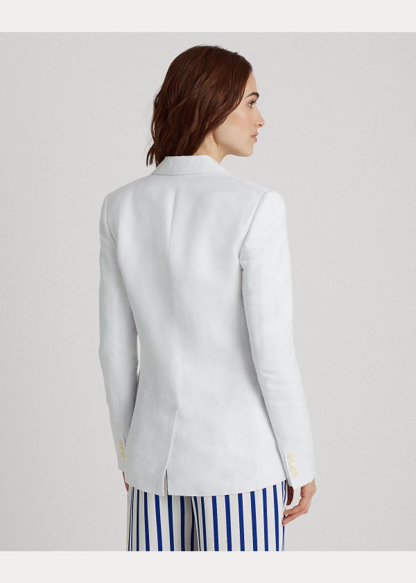 Blezery Ralph Lauren Linen-Blend Blazer Damskie Białe | LTTA0783