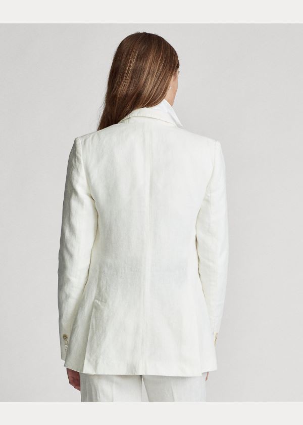 Blezery Ralph Lauren Linen Blazer Damskie Białe | XCSE6819