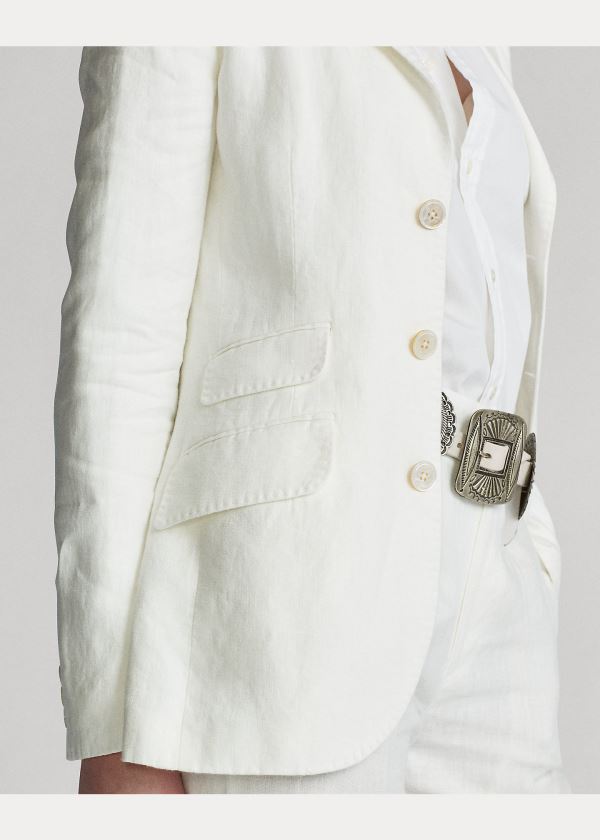 Blezery Ralph Lauren Linen Blazer Damskie Białe | XCSE6819