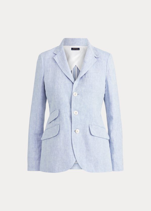 Blezery Ralph Lauren Linen Blazer Damskie Głęboka Niebieskie | CLPZ2082