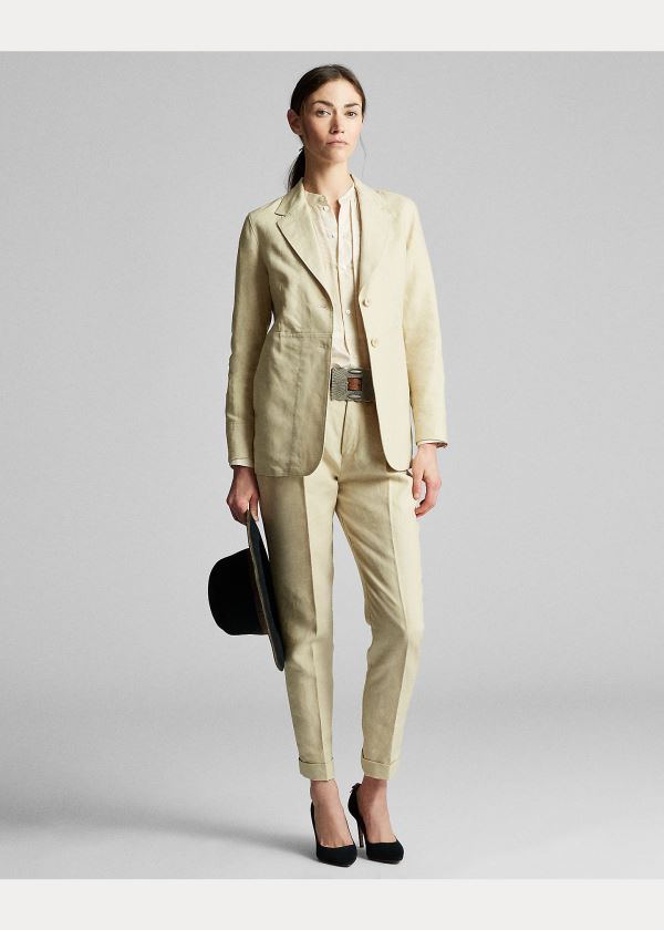 Blezery Ralph Lauren Linen Riding Jacket Damskie Kremowe | NXET1698