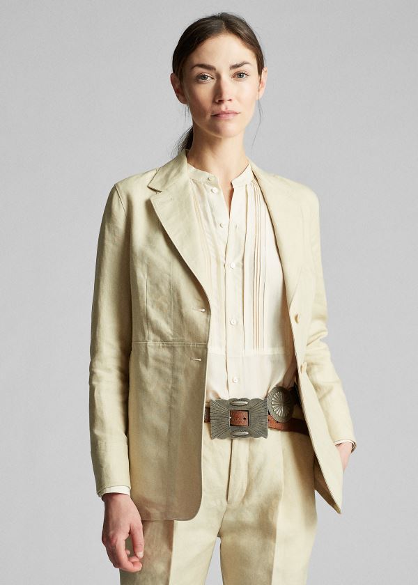 Blezery Ralph Lauren Linen Riding Jacket Damskie Kremowe | NXET1698