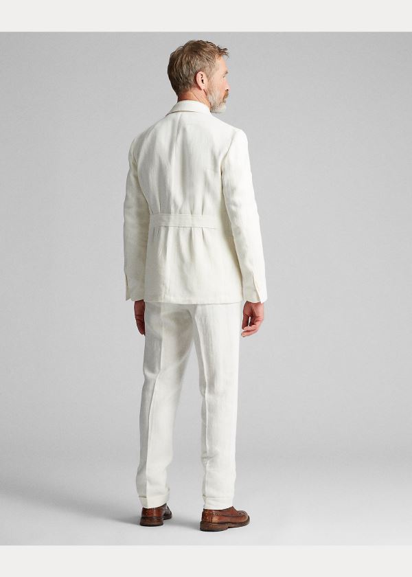 Blezery Ralph Lauren Linen Suit Jacket Męskie Białe | RXCJ6800