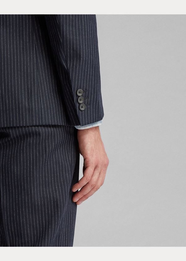 Blezery Ralph Lauren Pinstripe Suit Jacket Męskie Indygo | CMPI2250