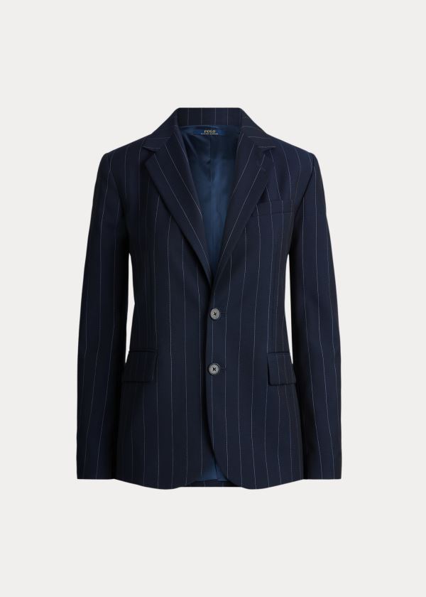 Blezery Ralph Lauren Pinstripe Wool Blazer Damskie Granatowe | LYIW0640