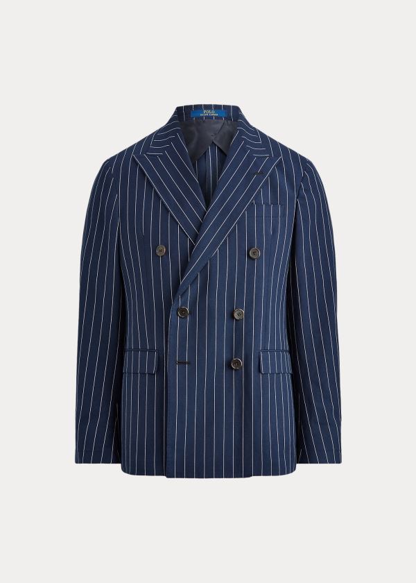 Blezery Ralph Lauren Polo Soft Pinstripe Sport Coat Męskie Granatowe Białe | QRRE7203