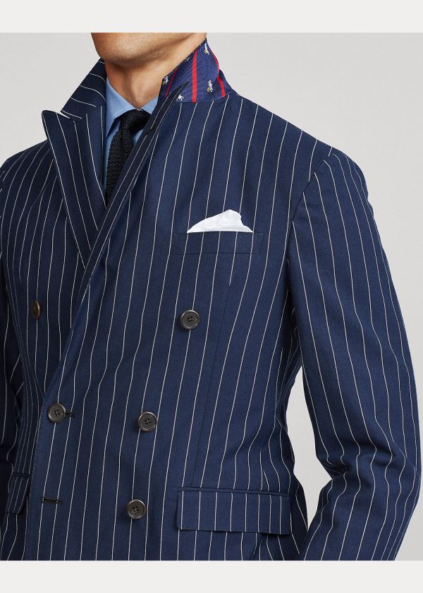 Blezery Ralph Lauren Polo Soft Pinstripe Sport Coat Męskie Granatowe Białe | QRRE7203