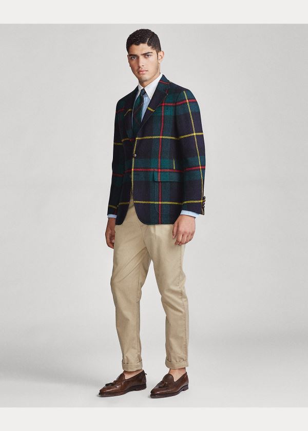 Blezery Ralph Lauren Polo Soft Tartan Sport Coat Męskie Zielone Niebieskie Czerwone Żółte | JOAP7443