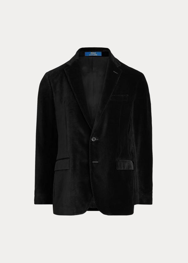 Blezery Ralph Lauren Polo Soft Velvet Dinner Jacket Męskie Czarne | JTWF2621