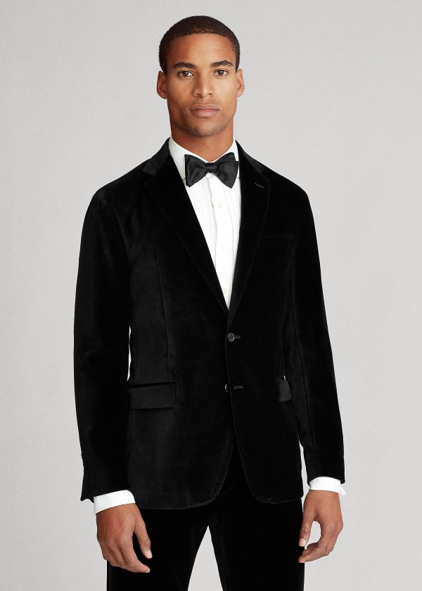 Blezery Ralph Lauren Polo Soft Velvet Dinner Jacket Męskie Czarne | JTWF2621