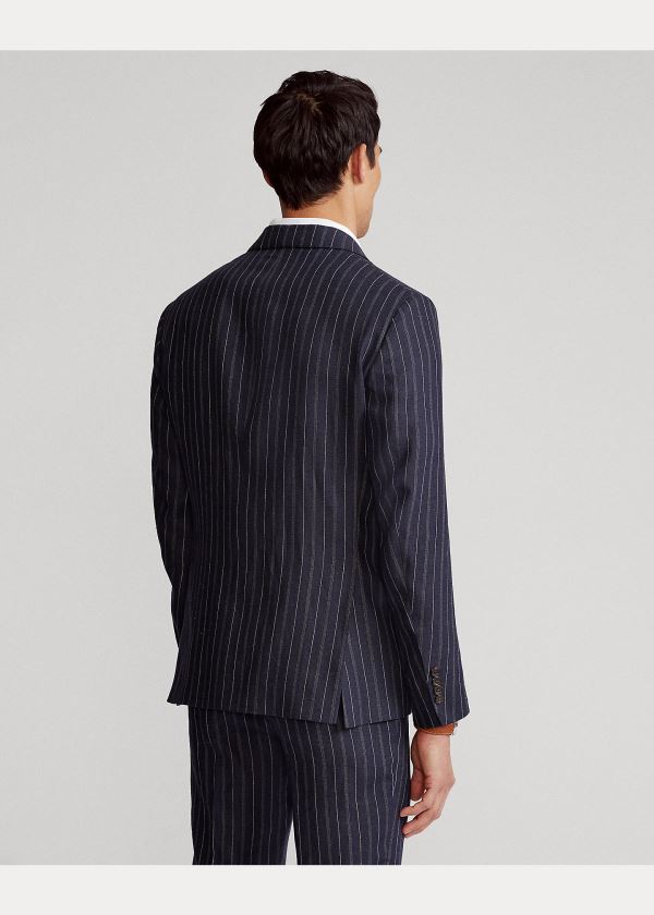 Blezery Ralph Lauren Polo Striped Suit Jacket Męskie Granatowe Kremowe | HMIS9104