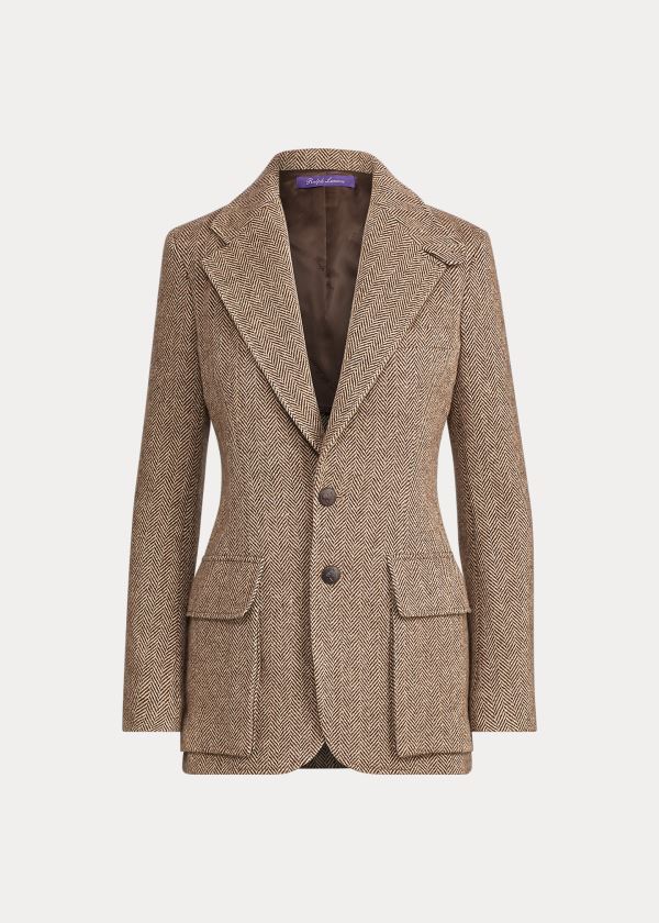 Blezery Ralph Lauren Preston Wool-Bend Jacket Damskie Brązowe Kremowe | MNQD3226