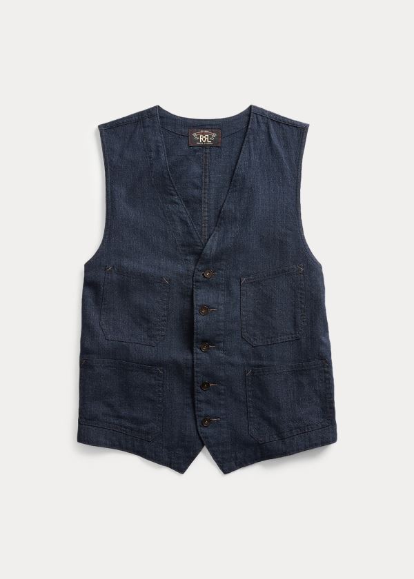 Blezery Ralph Lauren Slim Fit Woven Vest Męskie Indygo | BCAL4162