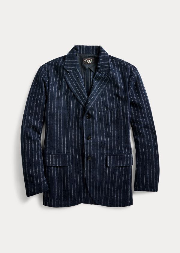 Blezery Ralph Lauren Slim Striped Indigo Sport Coat Męskie Indygo | TBSU2953