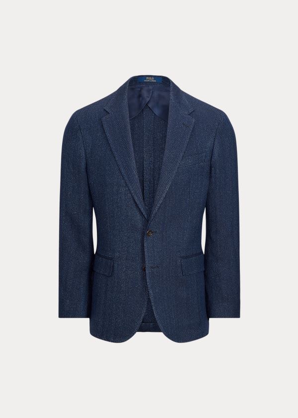 Blezery Ralph Lauren Soft Herringbone Sport Coat Męskie Granatowe Niebieskie | GGXG0009