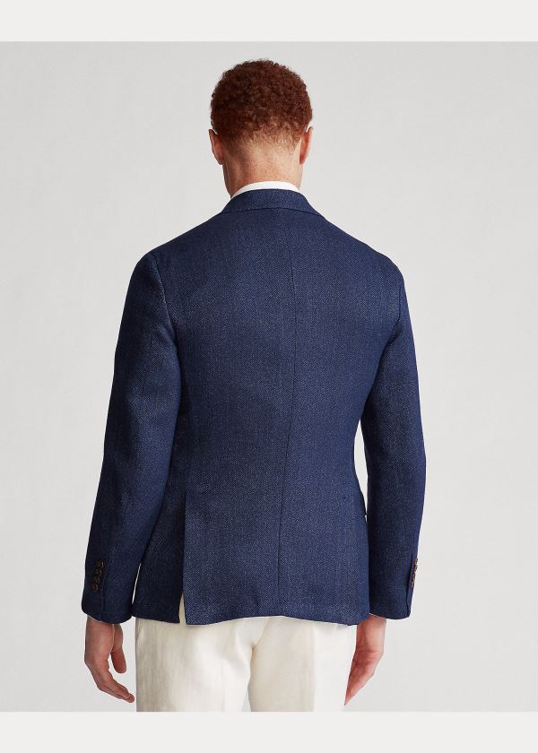 Blezery Ralph Lauren Soft Herringbone Sport Coat Męskie Granatowe Niebieskie | GGXG0009