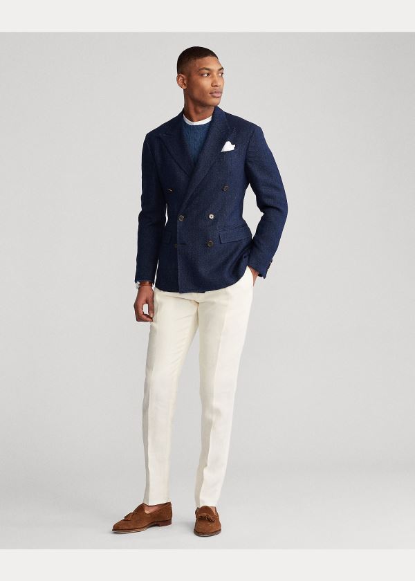 Blezery Ralph Lauren Soft Herringbone Sport Coat Męskie Granatowe Niebieskie | PHVN4988