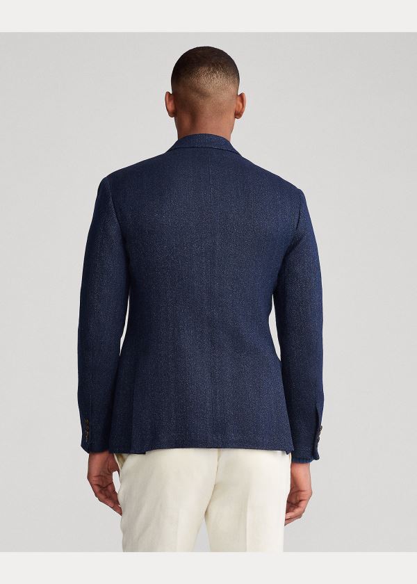 Blezery Ralph Lauren Soft Herringbone Sport Coat Męskie Granatowe Niebieskie | PHVN4988