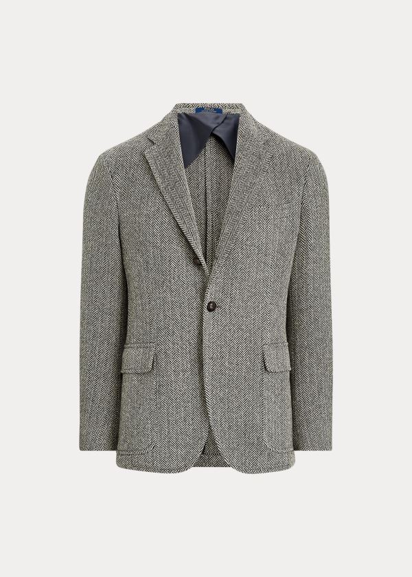 Blezery Ralph Lauren Soft Herringbone Sport Coat Męskie Czarne Kremowe | PXLG9623