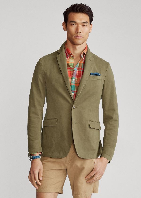 Blezery Ralph Lauren Soft Stretch Chino Suit Jacket Męskie Oliwkowe | QEND2904