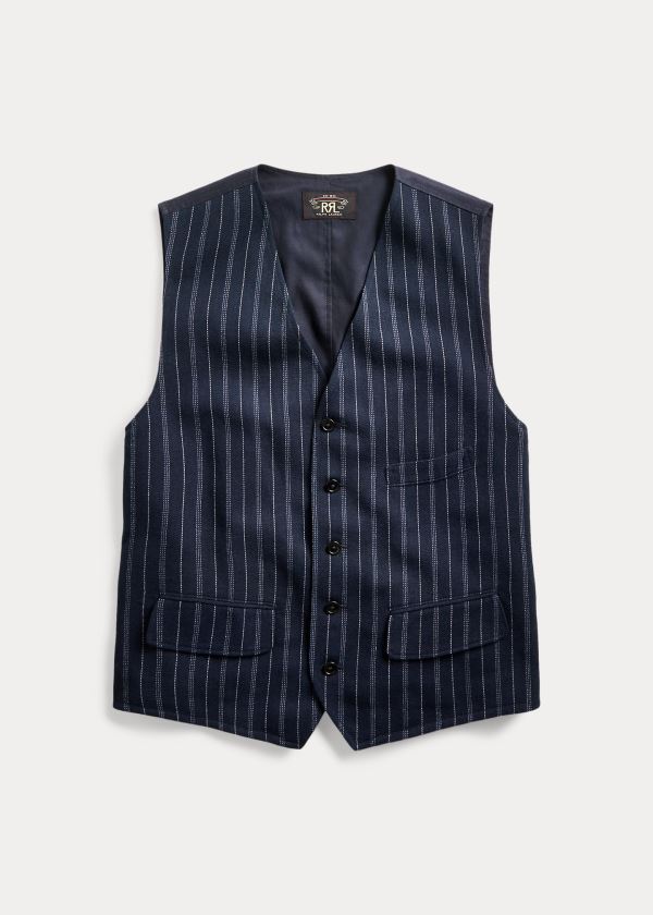 Blezery Ralph Lauren Striped Indigo Vest Męskie Indygo | KIYV6084