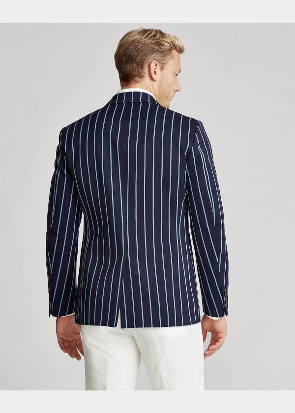 Blezery Ralph Lauren Striped Wool Sport Coat Męskie Granatowe Niebieskie | GHLI5504