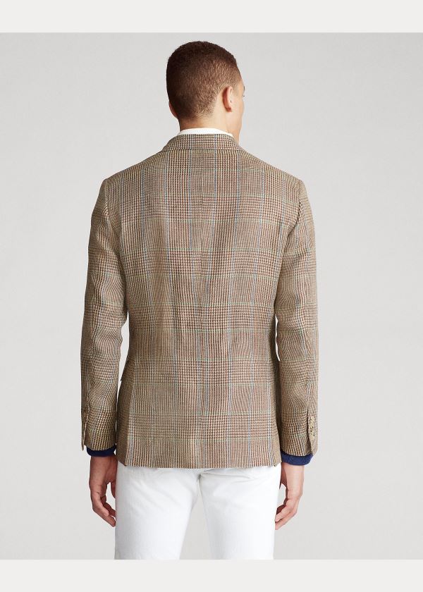 Blezery Ralph Lauren The RL67 Glen Plaid Jacket Męskie Kremowe Brązowe Zielone Niebieskie | PERP8405