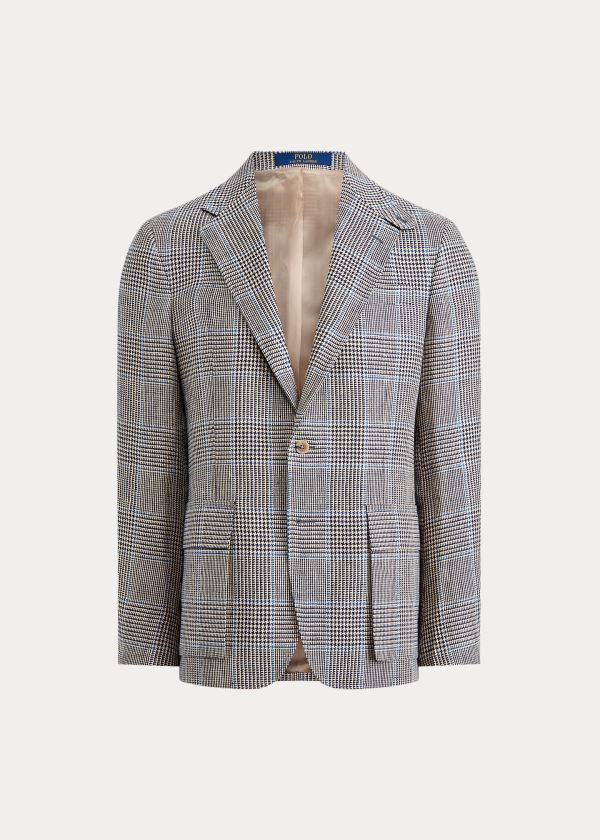 Blezery Ralph Lauren The RL67 Glen Plaid Jacket Męskie Kremowe Czarne Granatowe Niebieskie | LHSS2868