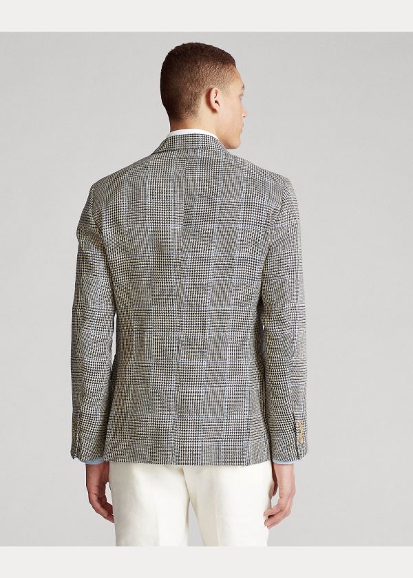 Blezery Ralph Lauren The RL67 Glen Plaid Jacket Męskie Kremowe Czarne Granatowe Niebieskie | LHSS2868