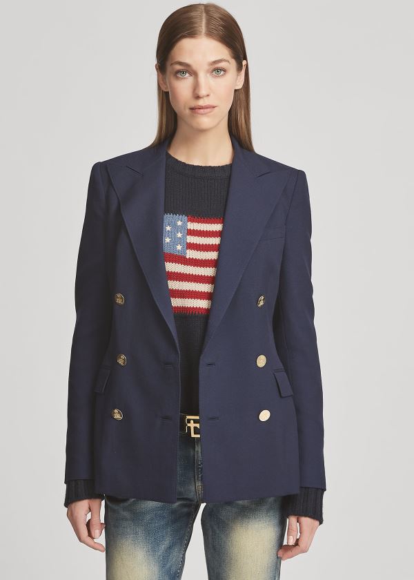 Blezery Ralph Lauren The RL Blazer in Cashmere Damskie Granatowe | QFRB3477