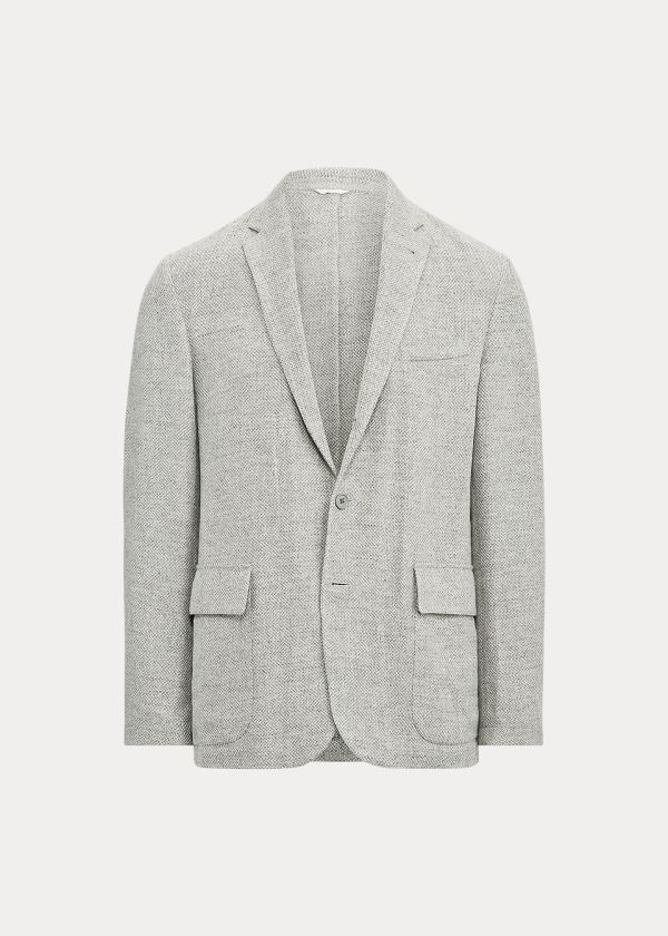 Blezery Ralph Lauren Tick-Weave Sport Coat Męskie Głęboka Szare Kremowe | FPGF4341