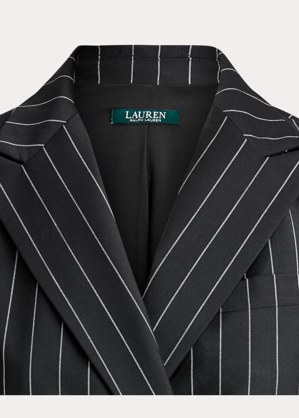 Blezery Ralph Lauren Wool-Blend Crepe Blazer Damskie Czarne Białe | YFKN2992