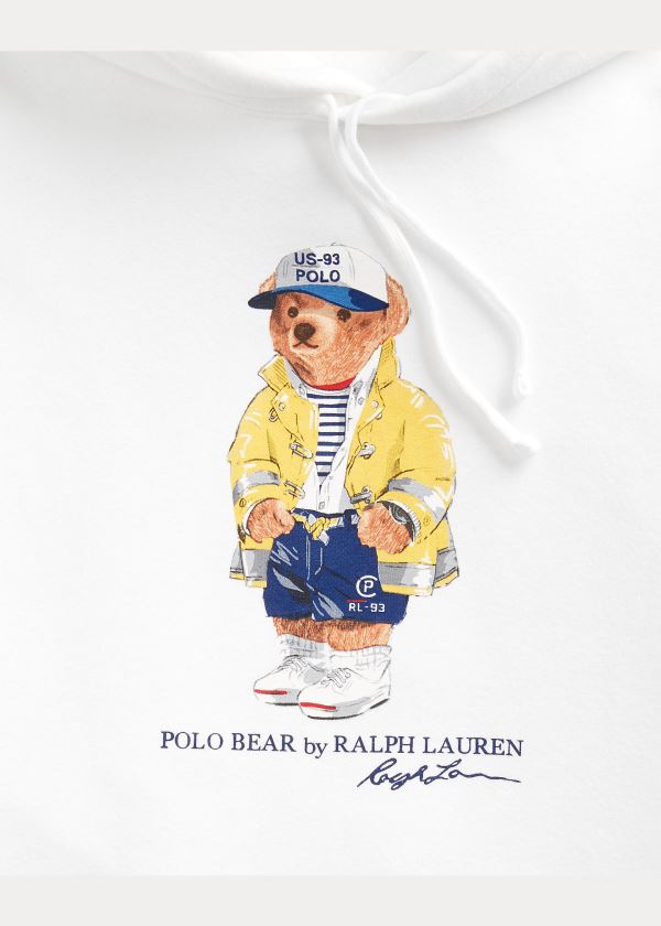 Bluza z Kapturem Ralph Lauren CP-93 Bear Fleece Hoodie Męskie Białe | VLUU6872