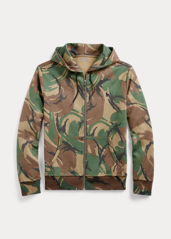 Bluza z Kapturem Ralph Lauren Camo Double-Knit Hoodie Męskie Camo | QJEB1898