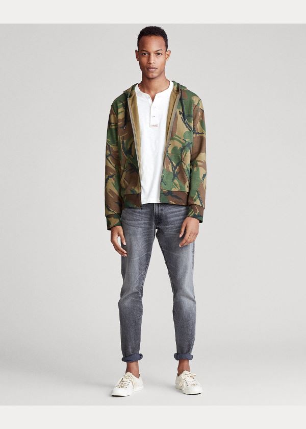 Bluza z Kapturem Ralph Lauren Camo Double-Knit Hoodie Męskie Camo | QJEB1898