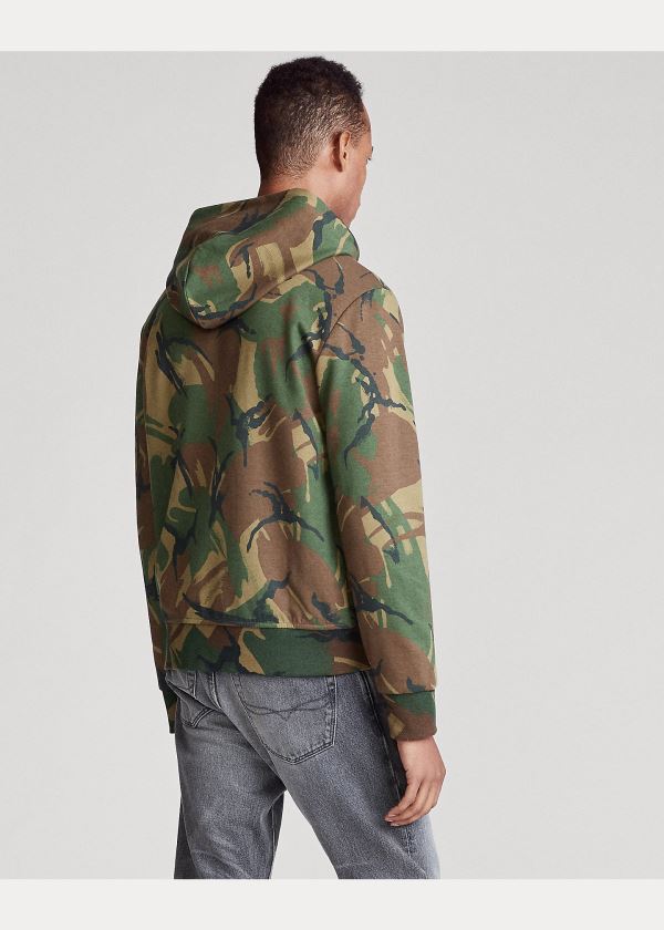 Bluza z Kapturem Ralph Lauren Camo Double-Knit Hoodie Męskie Camo | QJEB1898