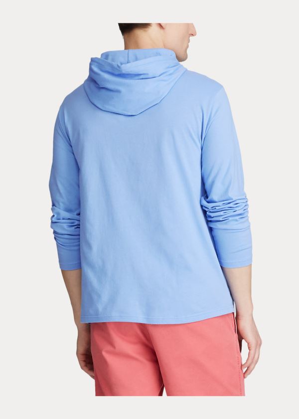 Bluza z Kapturem Ralph Lauren Cotton Jersey Hooded T-Shirt Męskie Niebieskie | XFCH9066