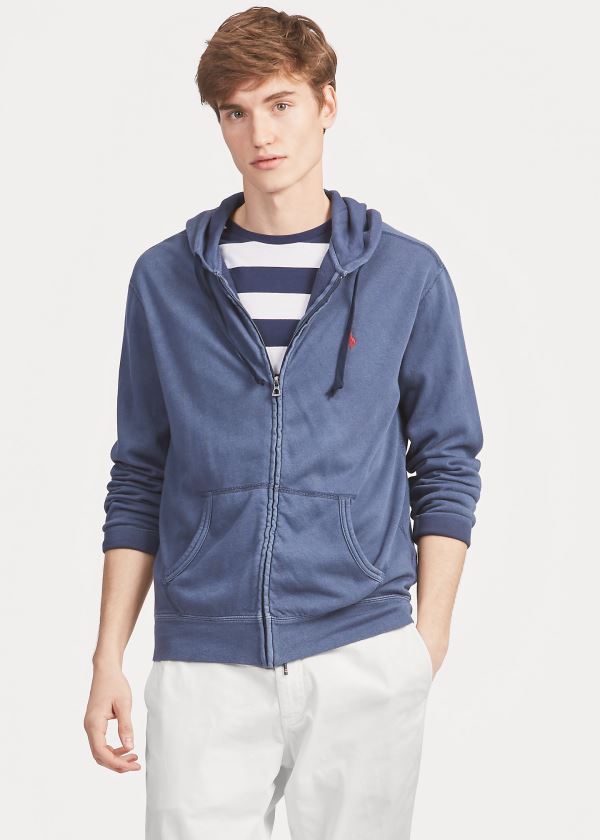 Bluza z Kapturem Ralph Lauren Cotton Spa Terry Hoodie Męskie Granatowe | XCRP4652