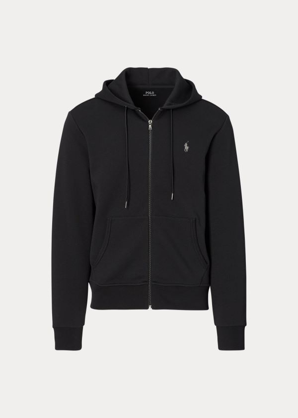 Bluza z Kapturem Ralph Lauren Double-Knit Full-Zip Hoodie Męskie Czarne | FGCM4025