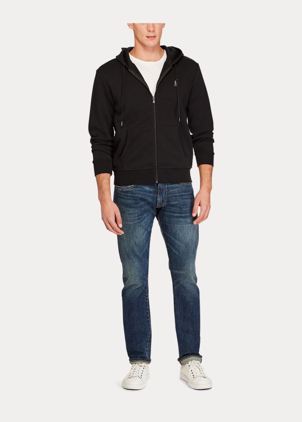 Bluza z Kapturem Ralph Lauren Double-Knit Full-Zip Hoodie Męskie Czarne | FGCM4025