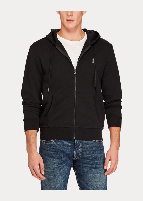 Bluza z Kapturem Ralph Lauren Double-Knit Full-Zip Hoodie Męskie Czarne | FGCM4025