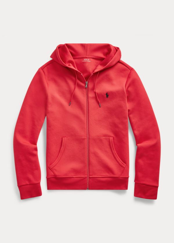 Bluza z Kapturem Ralph Lauren Double-Knit Full-Zip Hoodie Męskie Czerwone | IPNV7842