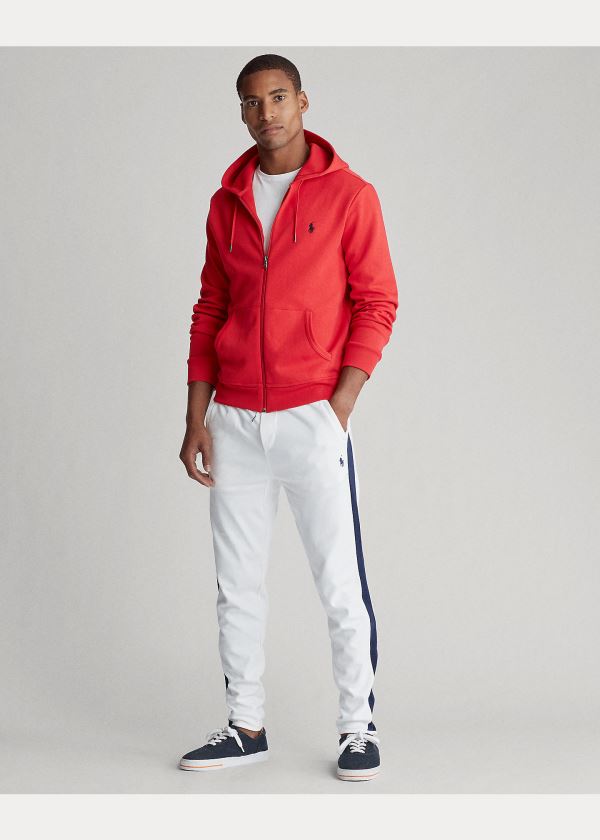 Bluza z Kapturem Ralph Lauren Double-Knit Full-Zip Hoodie Męskie Czerwone | IPNV7842