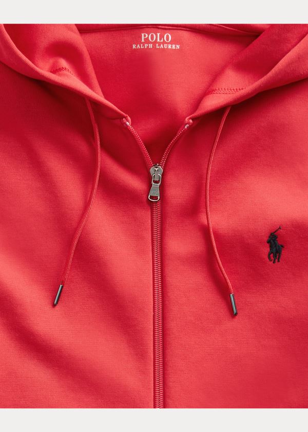 Bluza z Kapturem Ralph Lauren Double-Knit Full-Zip Hoodie Męskie Czerwone | IPNV7842