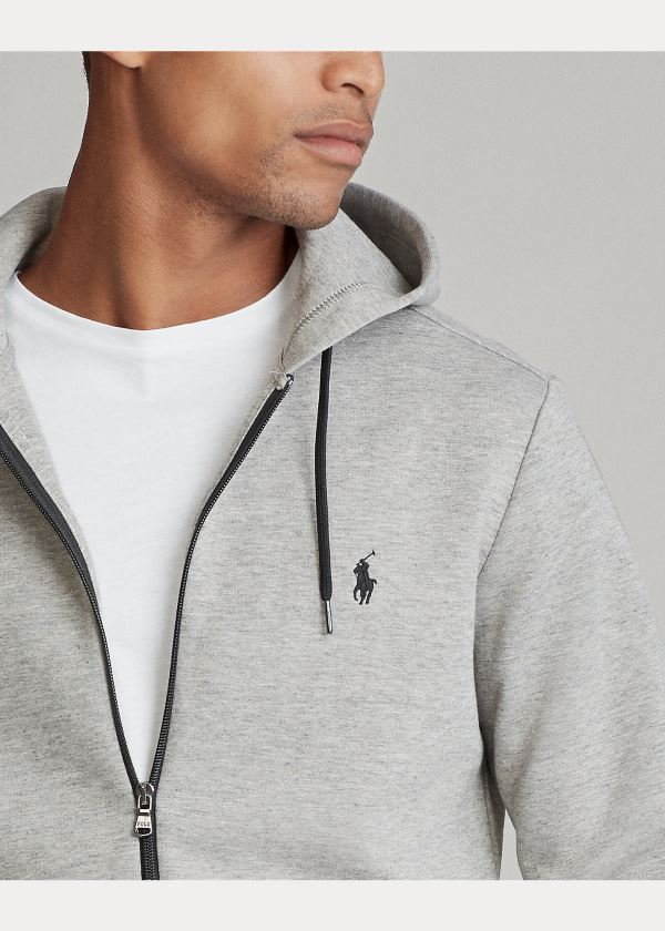 Bluza z Kapturem Ralph Lauren Double-Knit Full-Zip Hoodie Męskie Szare | ZFFG0379