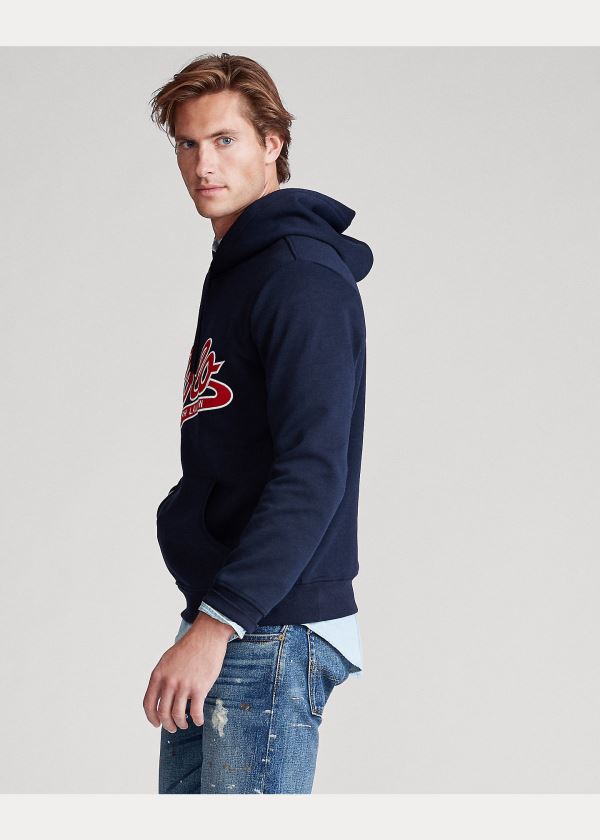 Bluza z Kapturem Ralph Lauren Double-Knit Logo Hoodie Męskie Granatowe | CYBF2447